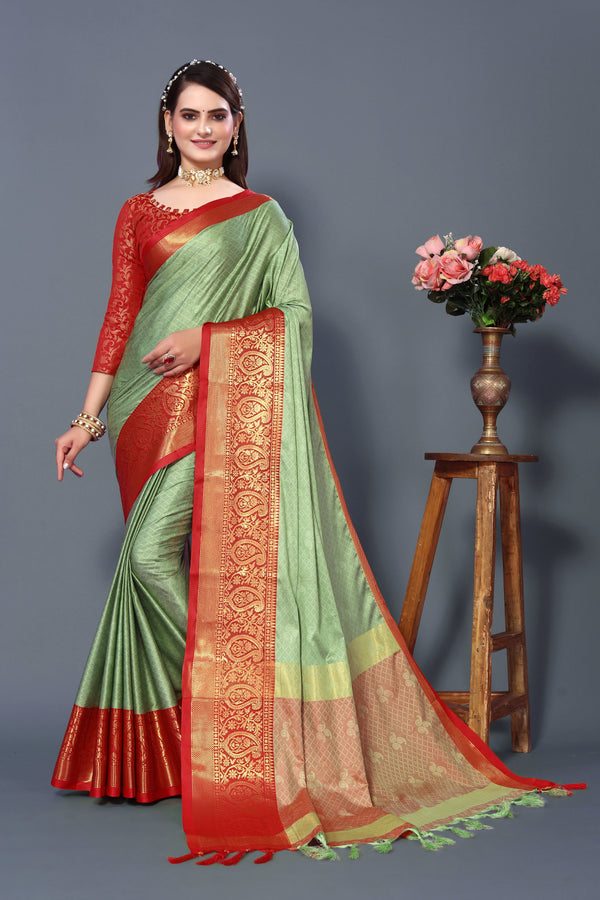 Women's Sea Green Rubina Silk Saree - Dwija Fashion