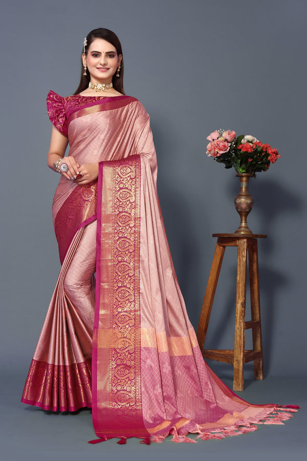 Women's Dark Pink Rubina Silk Saree - Dwija Fashion