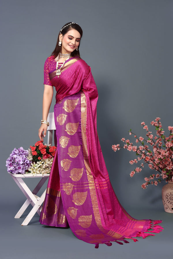 Women's Pink Kathan Silk Saree - Dwija Fashion