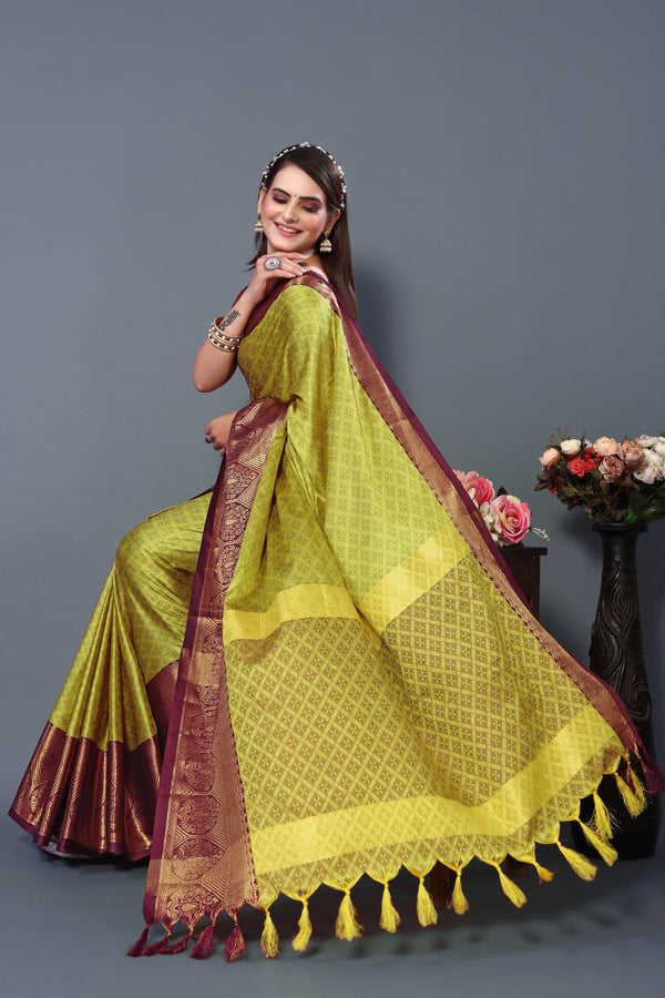 Women's Olive Smiya Silk Saree - Dwija Fashion