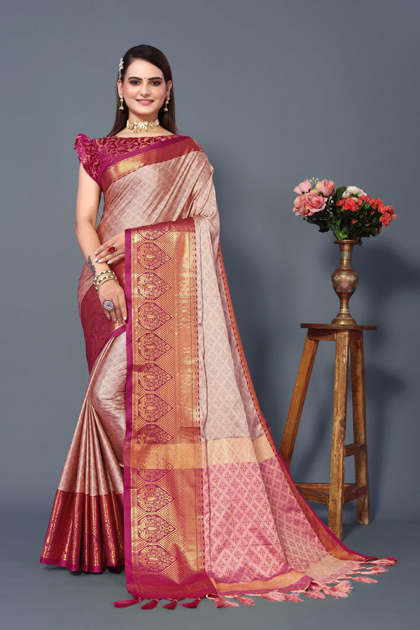 Women's Dark Pink Smiya Silk Saree - Dwija Fashion