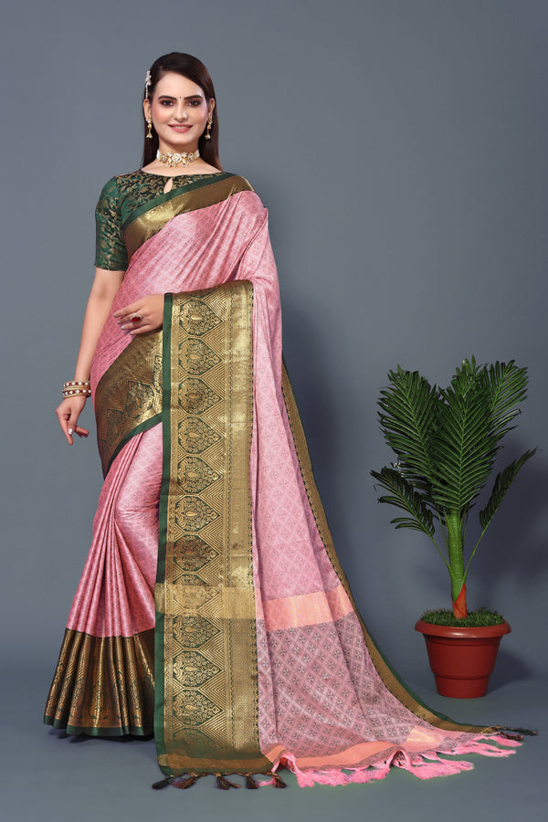 Women's Light Pink Smiya Silk Saree - Dwija Fashion