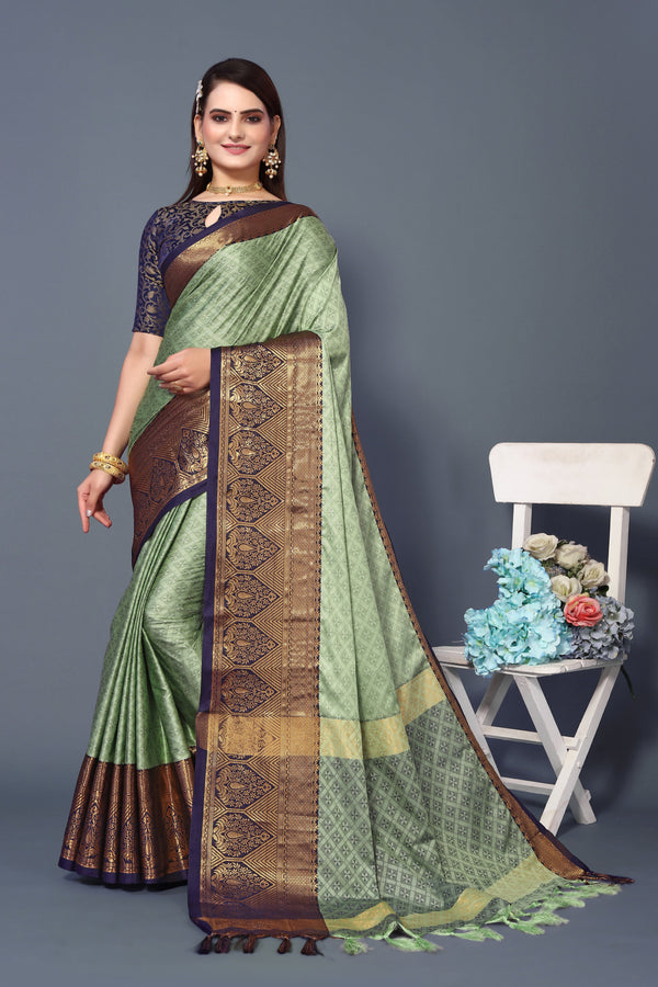 Women's Celadon Smiya Silk Saree - Dwija Fashion