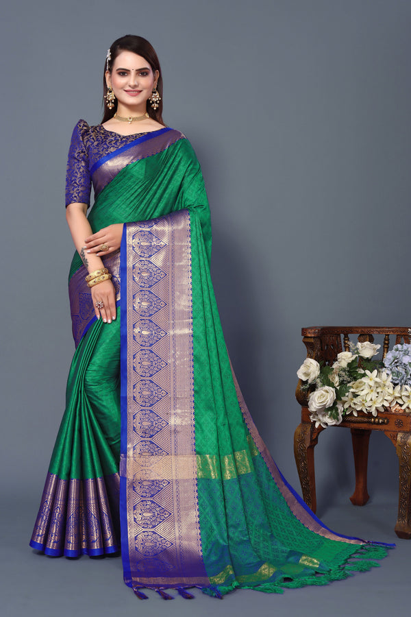 Women's Green Smiya Silk Saree - Dwija Fashion