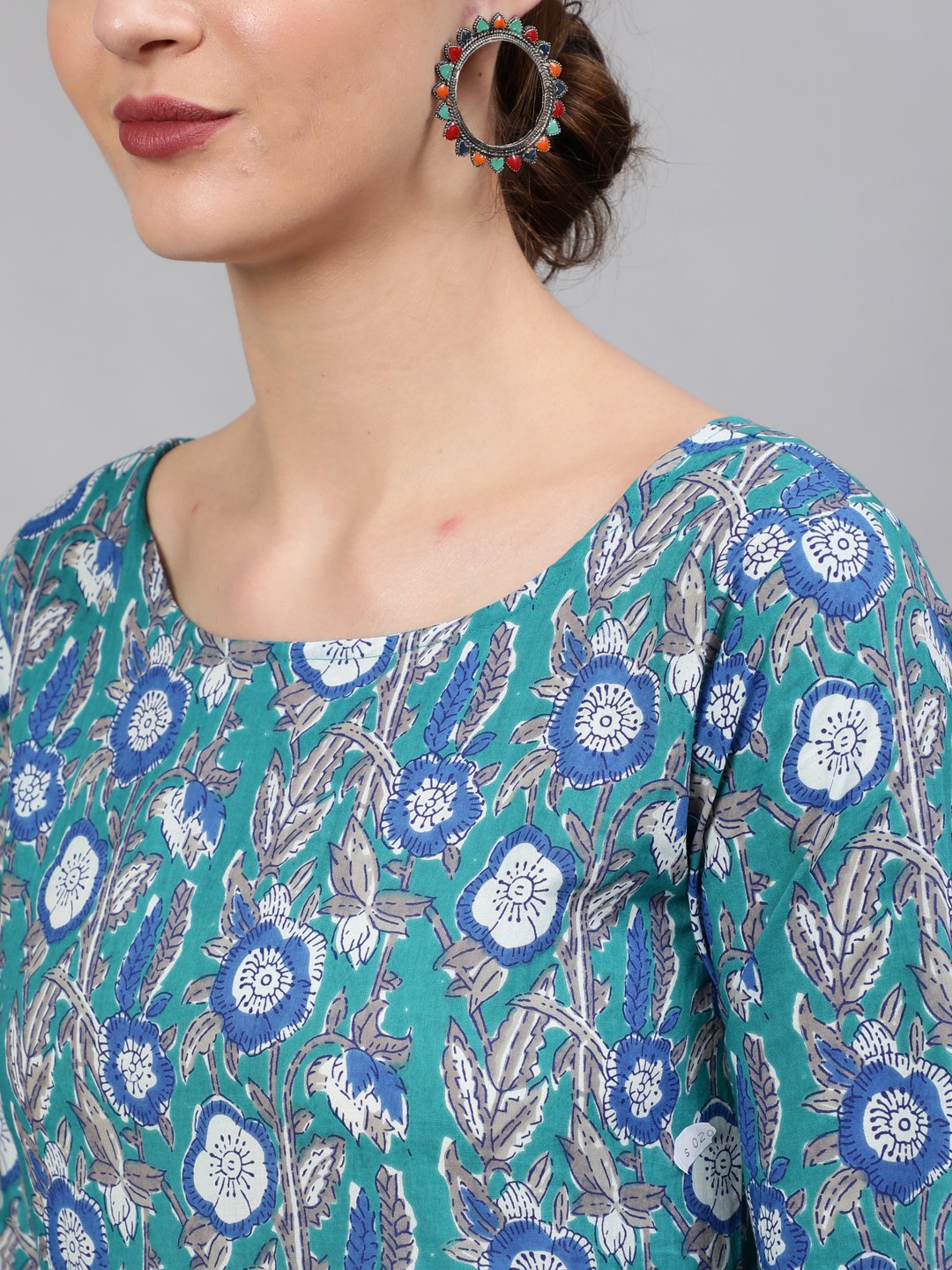 Women Blue Printed Flared Kurta With Plazo & Dupatta | NOZ2TOZ - Made In INDIA.