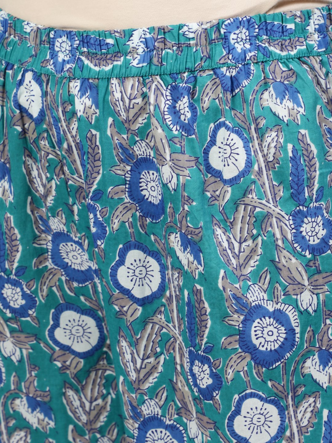 Women Blue Printed Flared Kurta With Plazo & Dupatta | NOZ2TOZ - Made In INDIA.