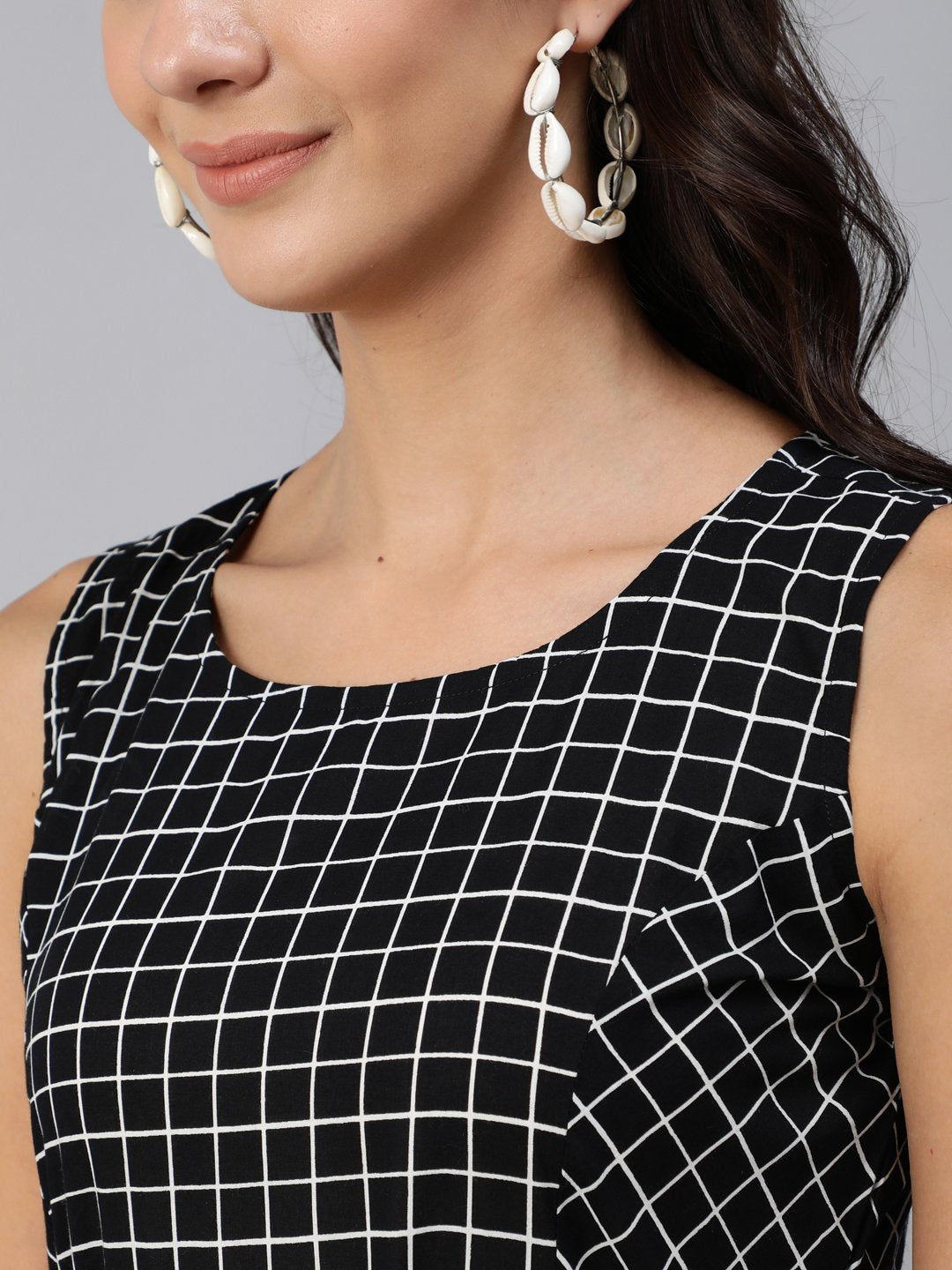 Women Black Printed Sleeveless Dress | NOZ2TOZ - Made In INDIA.