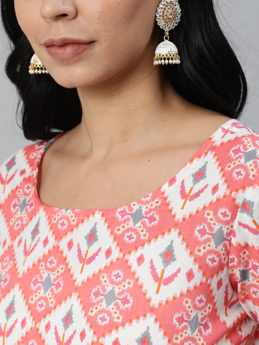 Women Pink Printed Straight Kurta With Plazo & Dupatta | NOZ2TOZ - Made In INDIA.