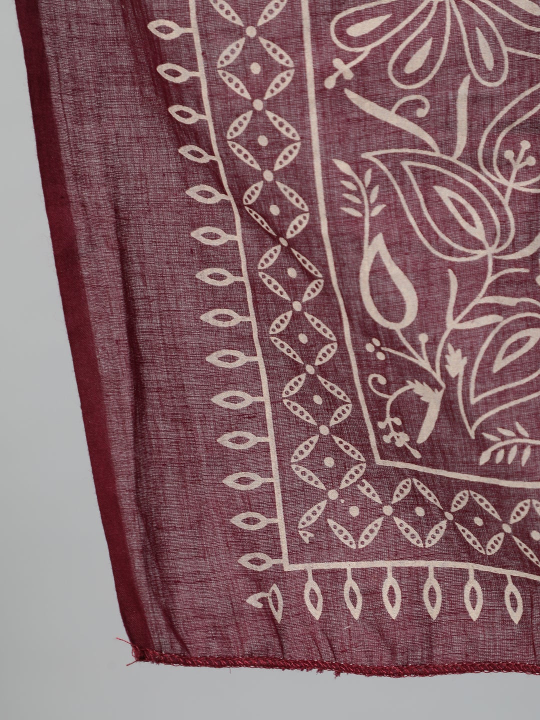 Women Burgundy & Beige Motifs Printed Pure Cotton Kurta With Plazzos And Dupatta | NOZ2TOZ - Made In INDIA.