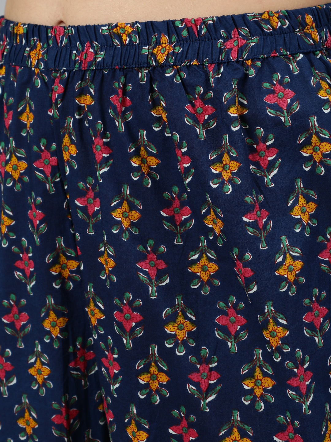 Women Blue Floral Printed Pure Cotton Kurta With Trouser And Dupatta | NOZ2TOZ - Made In INDIA.