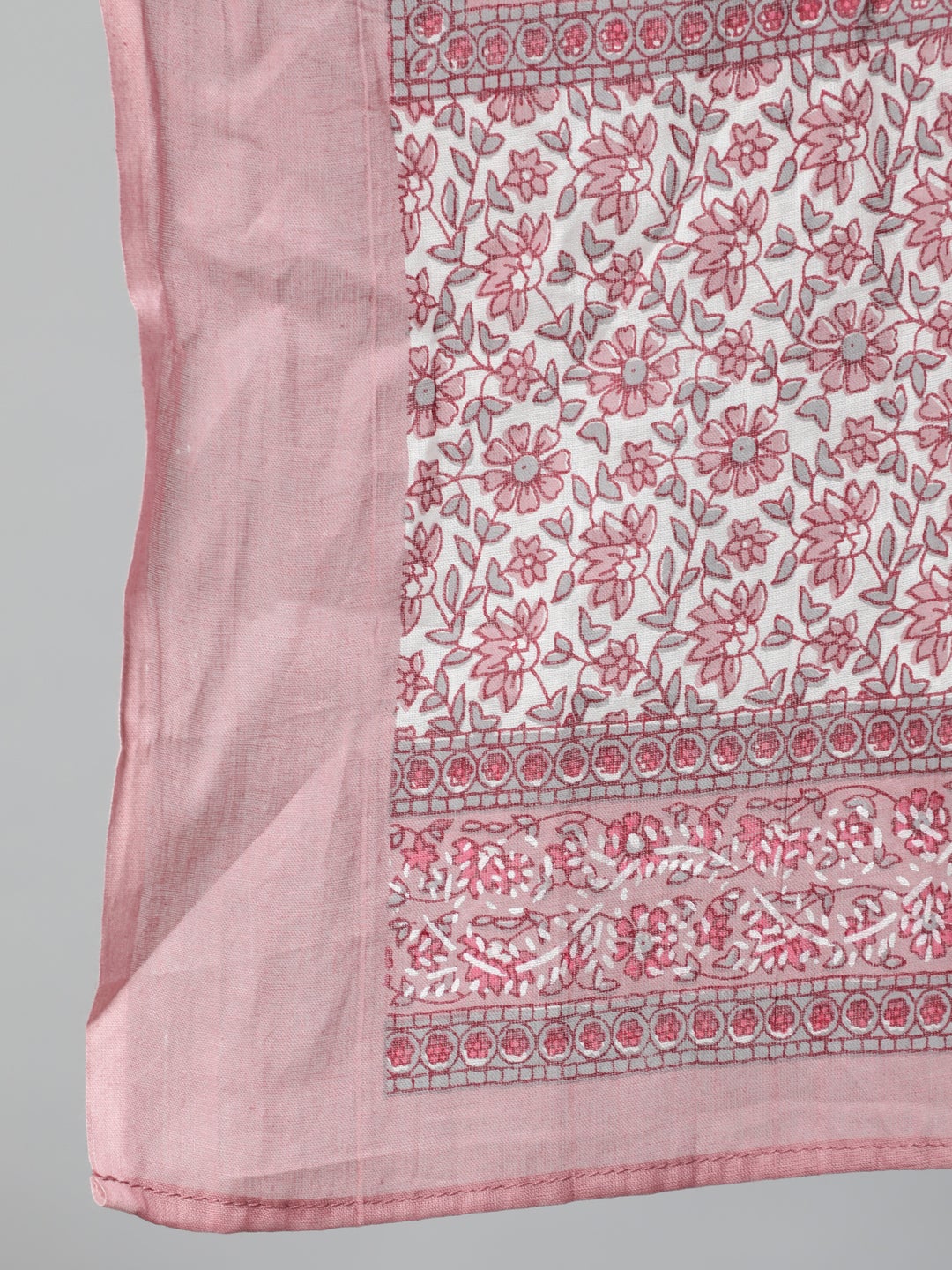 Women Pink Floral Printed Pure Cotton Kurta & Plazzos with Dupatta | NOZ2TOZ - Made In INDIA.