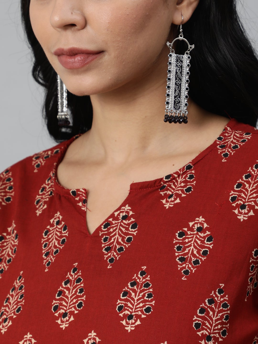 Women Maroon Printed Straight Kurta With Plazo & Dupatta | NOZ2TOZ - Made In INDIA.