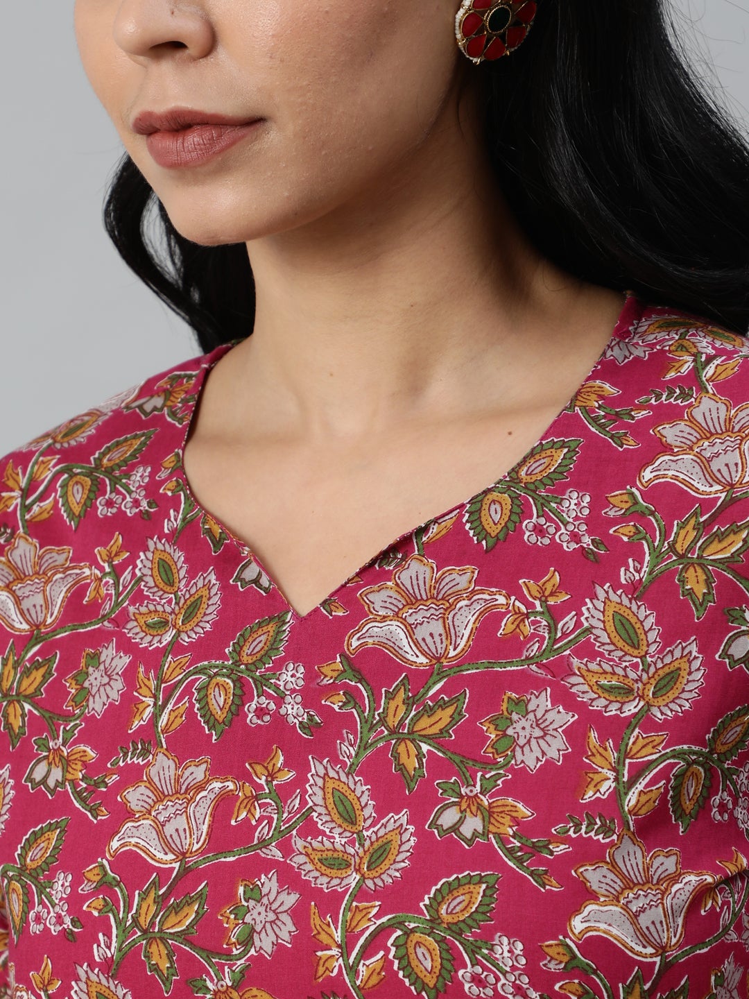 Women Burgundy Printed Flared Kurta With Trouser & Dupatta | NOZ2TOZ - Made In INDIA.