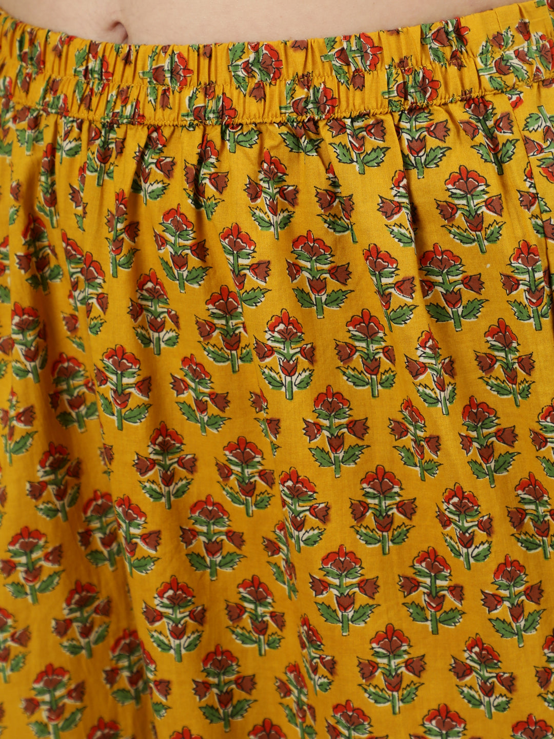 Women Mustard Printed Flared Kurta With Trouser & Dupatta | NOZ2TOZ - Made In INDIA.