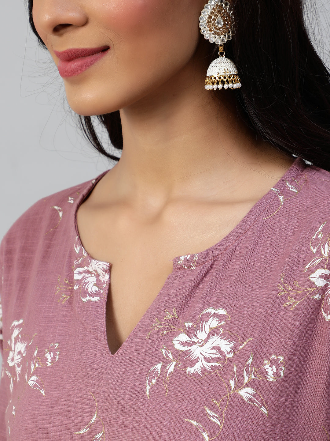 Women Pink Straight Kurta With Plazo & Sequened Dupatta | NOZ2TOZ - Made In INDIA.