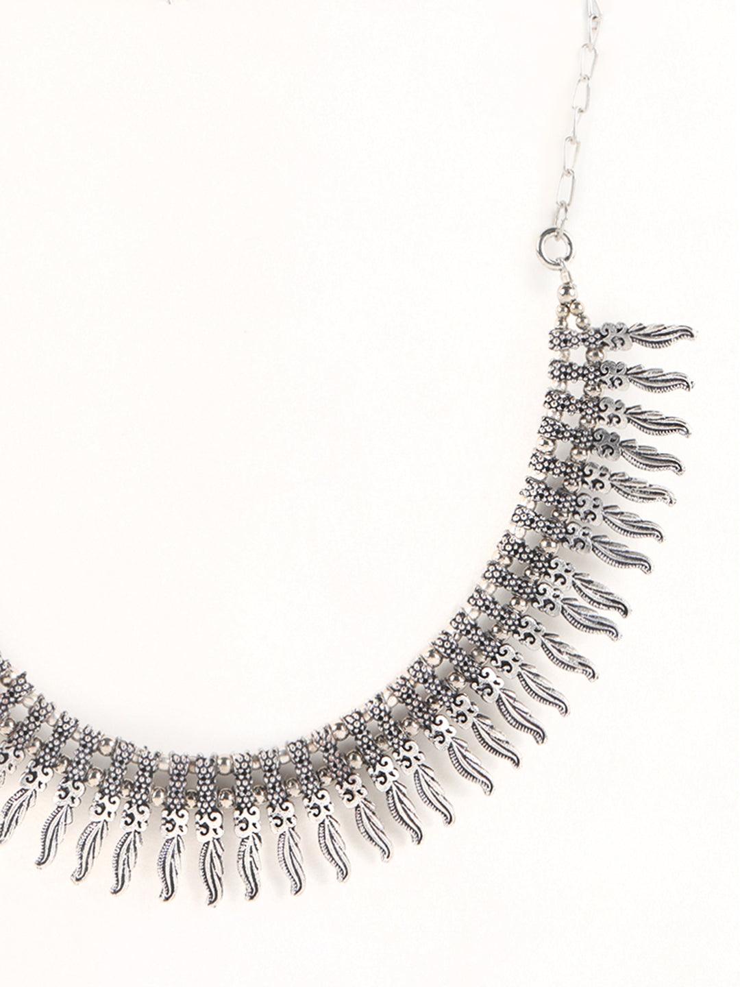 Women's German Silver Silver-Plated Oxidised Necklace - Jazz and Sizzle - Indiakreations