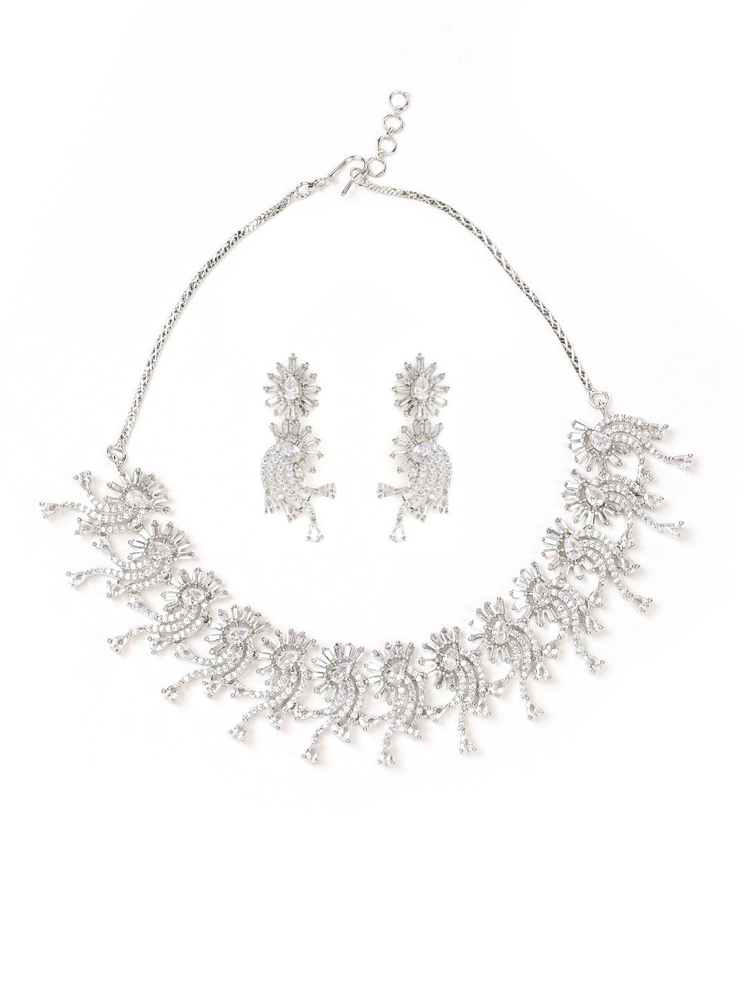 Women's Silver-Plated AD-Studded Handcrafted Jewellery Set - Jazz And Sizzle - Indiakreations