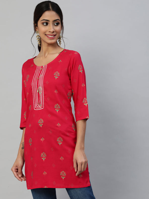 Women Pink Printed Short Kurti by Anubhutee (1 Pc Set)