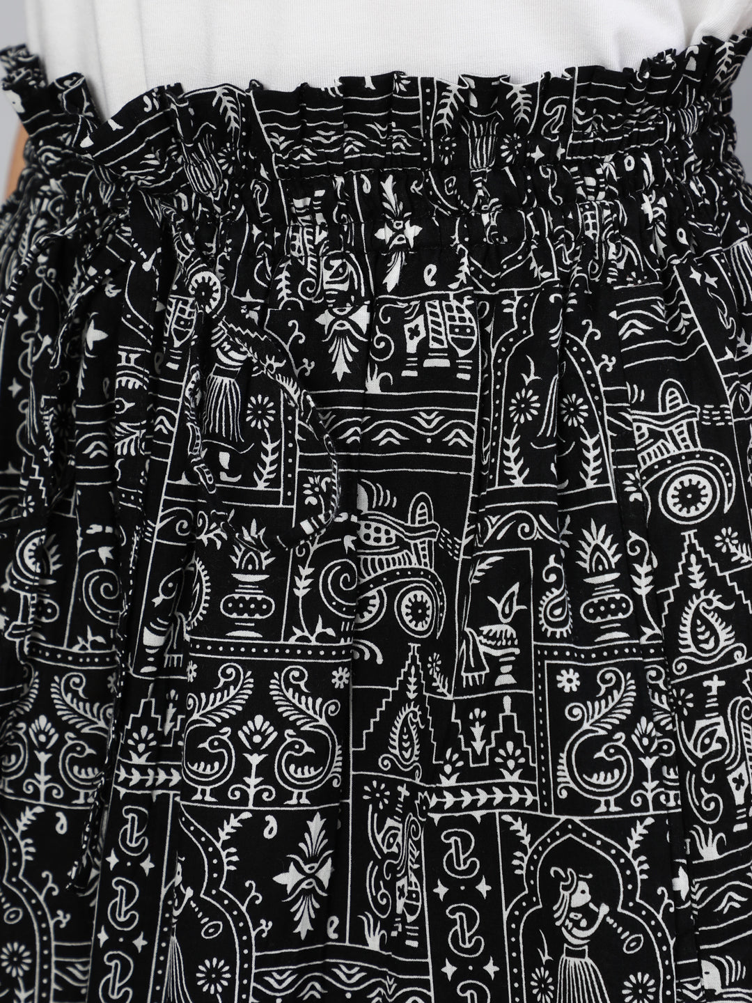 Women Black Printed Wide Legged Printed Plazo With Side Pockets | NOZ2TOZ - Made In INDIA.