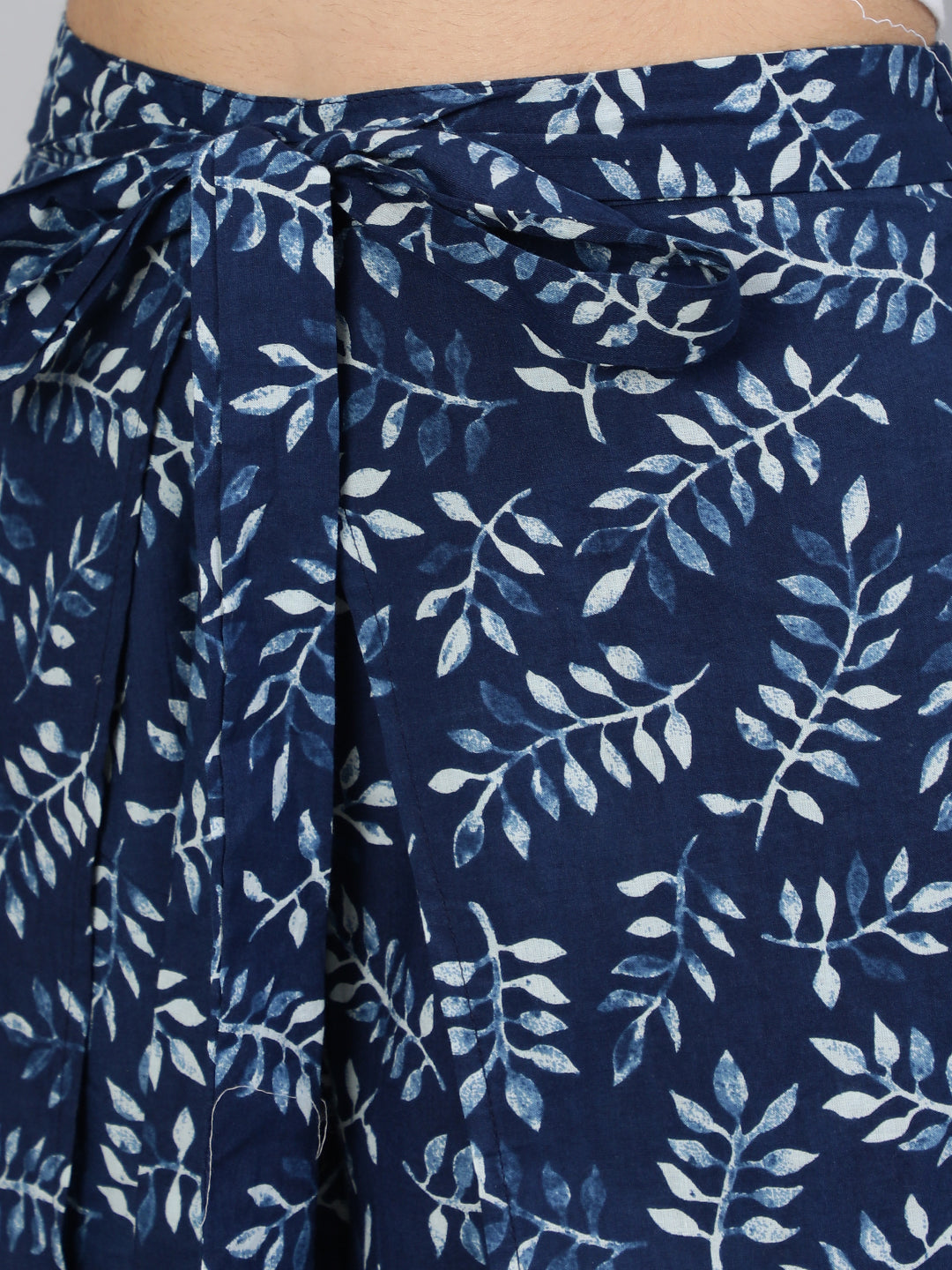 Women Blue Printed Plazo With Side Pockets | NOZ2TOZ - Made In INDIA.