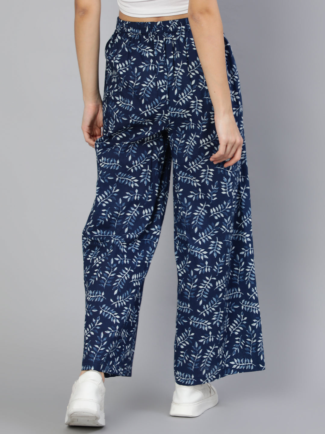 Women Blue Printed Plazo With Side Pockets | NOZ2TOZ - Made In INDIA.