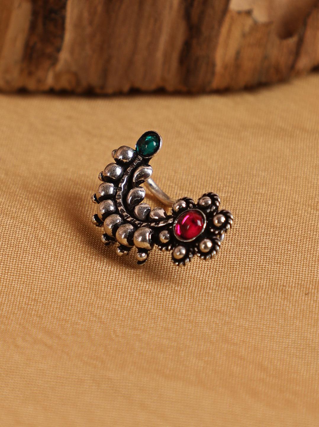 Women's Oxidized Silver-Plated NosePin - Jazz and Sizzle - Indiakreations