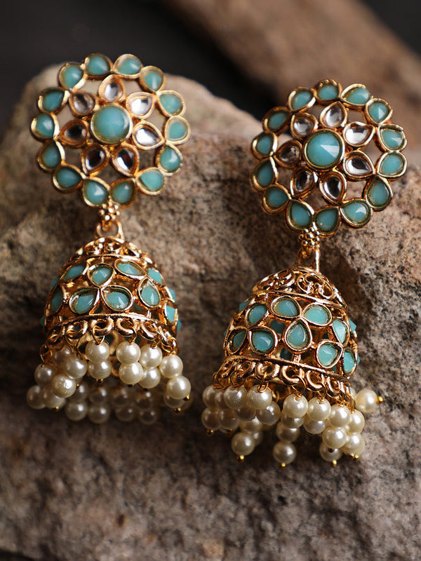 Women's Gold-Plated Dome Shaped Jhumkas - Jazz and Sizzle