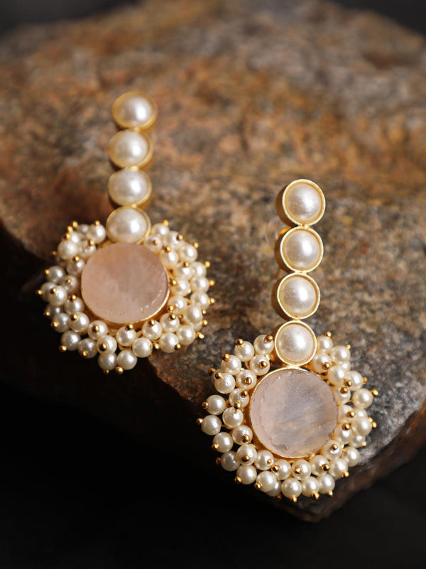 Women's White Contemporary Drop Earrings - Jazz and Sizzle - Indiakreations