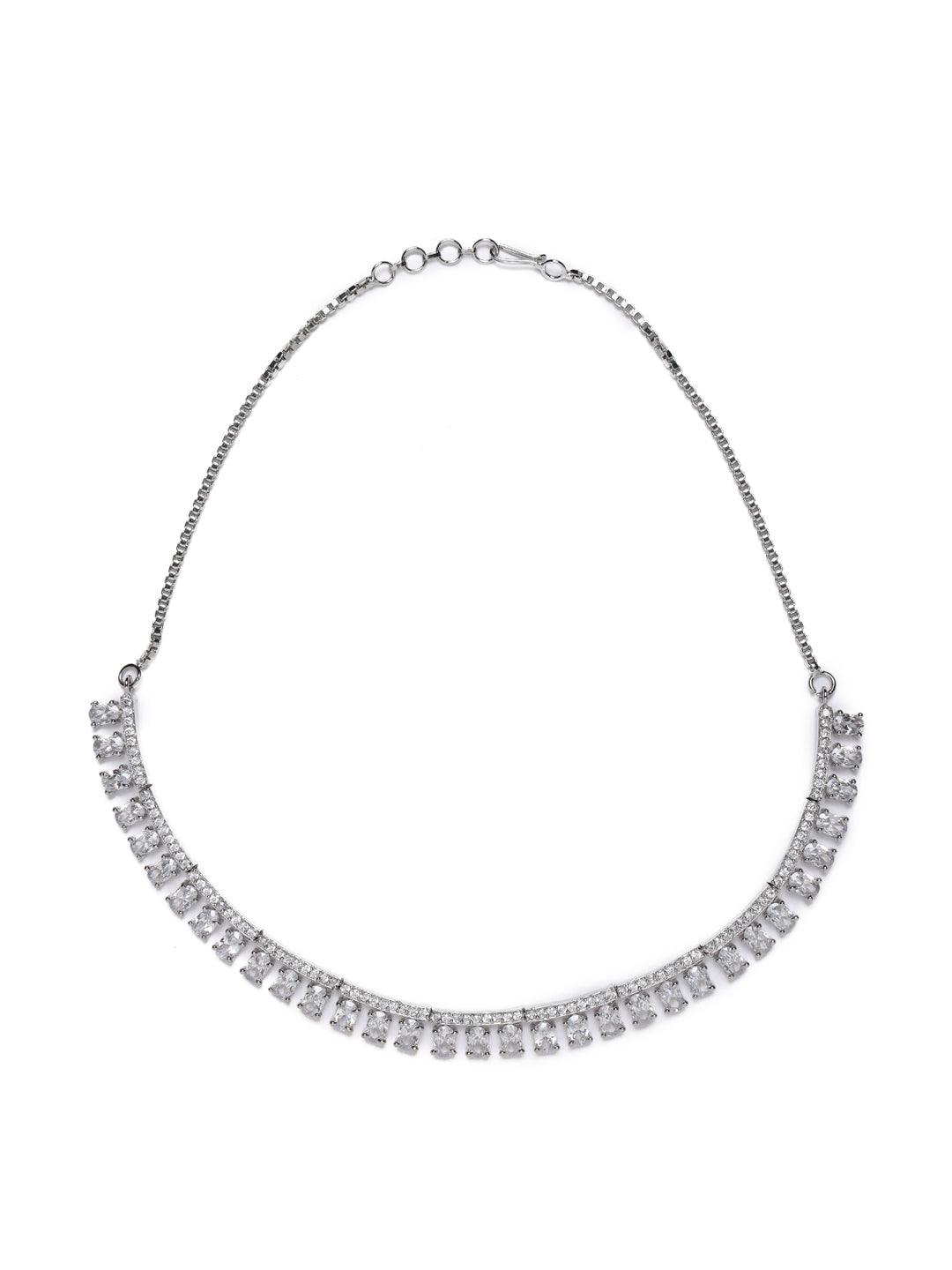 Women's Silver Plated American Diamond Jewellery Set - Jazz and Sizzle - Indiakreations