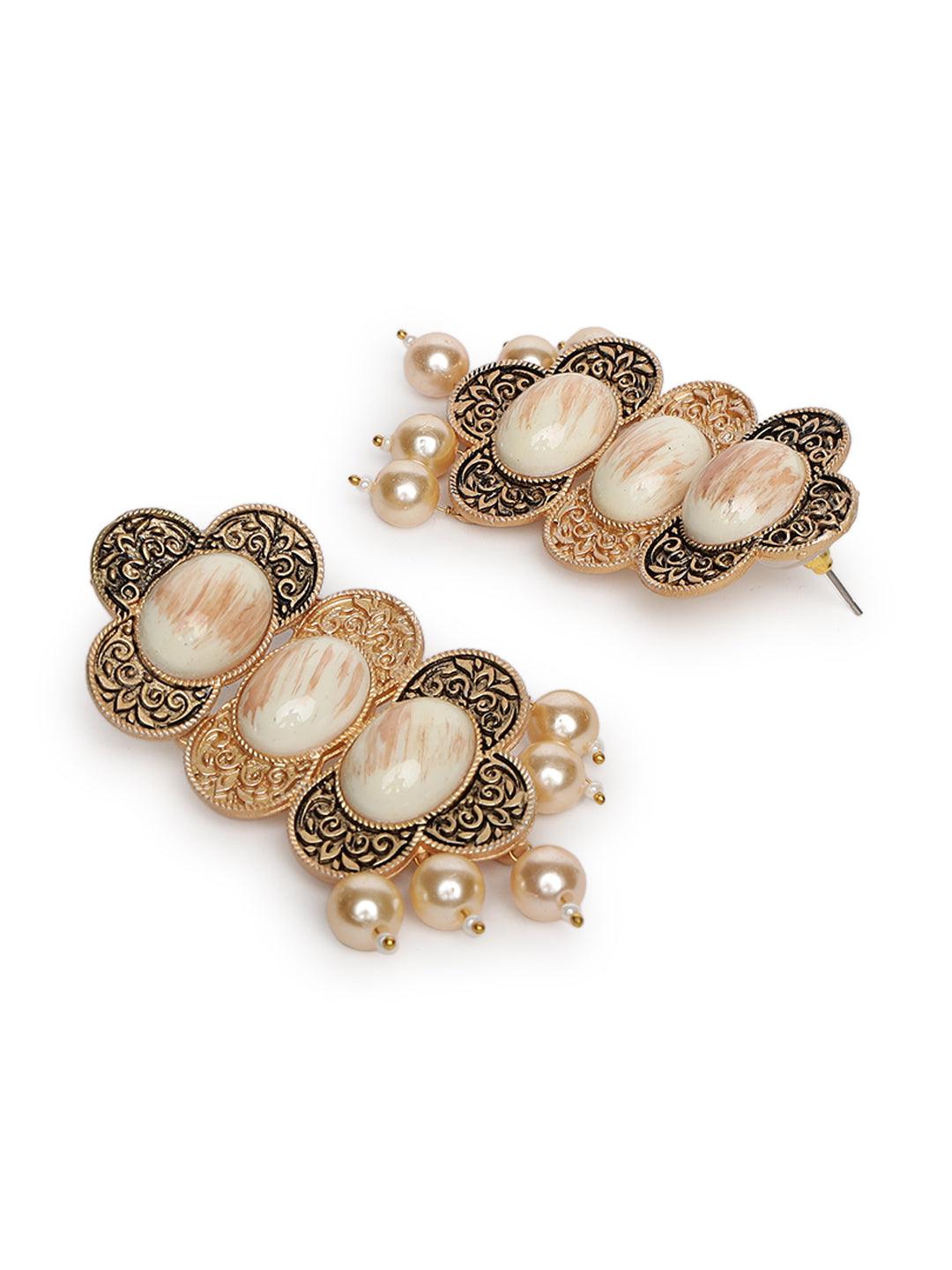 Women's Stone studded Meenakari work Drop Earrings - Jazz and Sizzle - Indiakreations