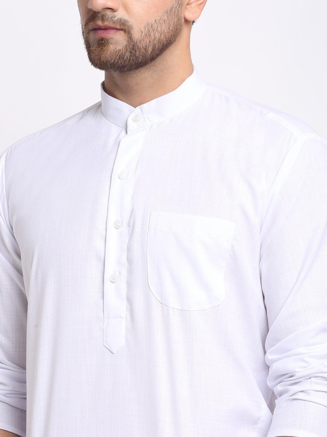 Men's White Solid Kurta With Salwar - Benstoke - Indiakreations