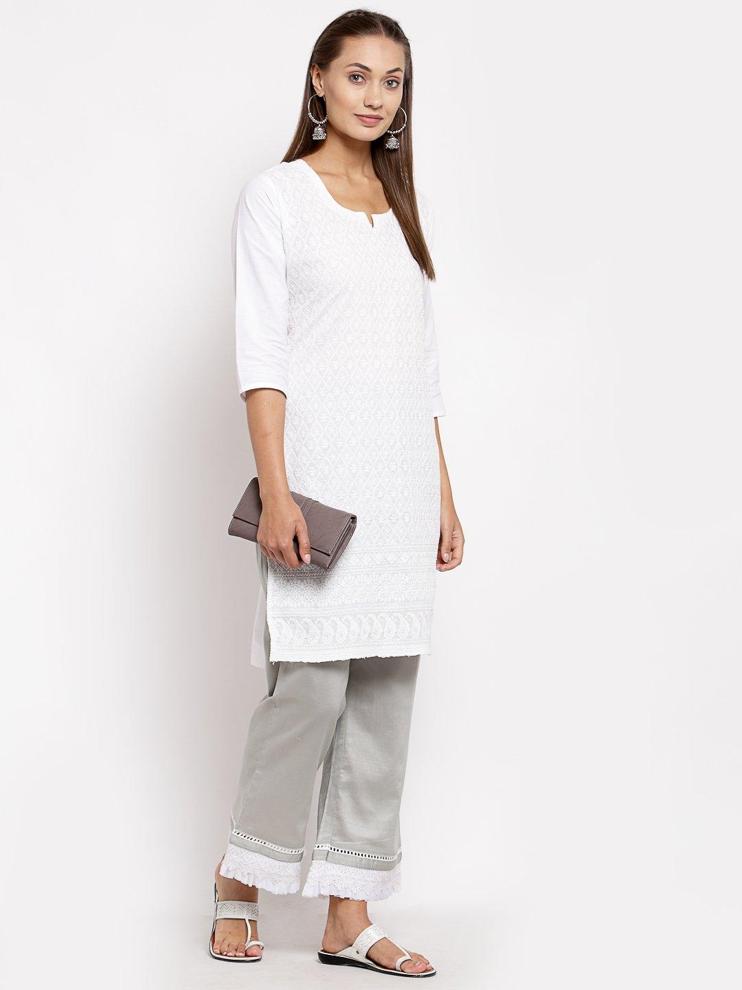 Women Grey Cotton Trouser by Myshka (1 Pc Set) - Indiakreations