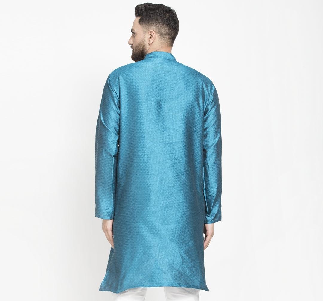 Men's Peacock Self Design Long Kurta - Benstoke - Indiakreations