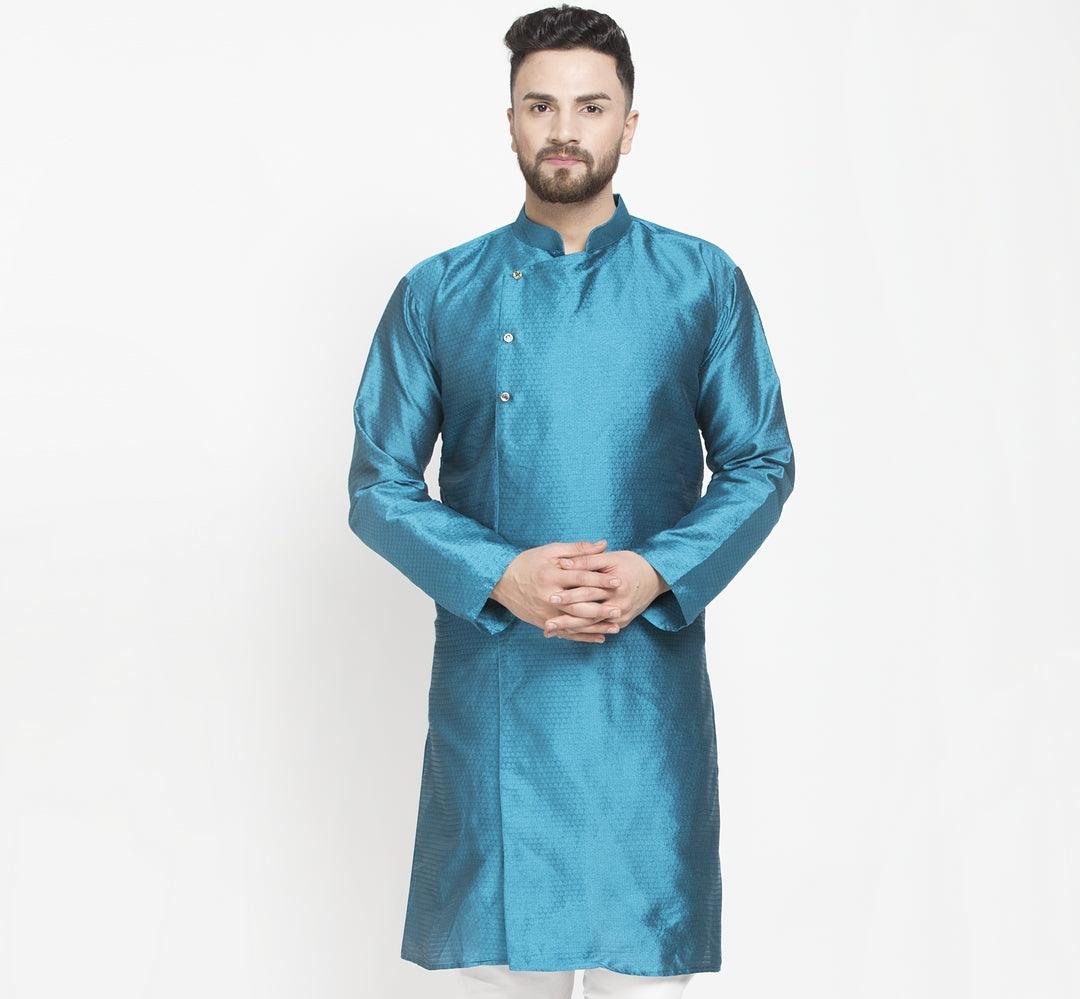 Men's Peacock Self Design Long Kurta - Benstoke - Indiakreations