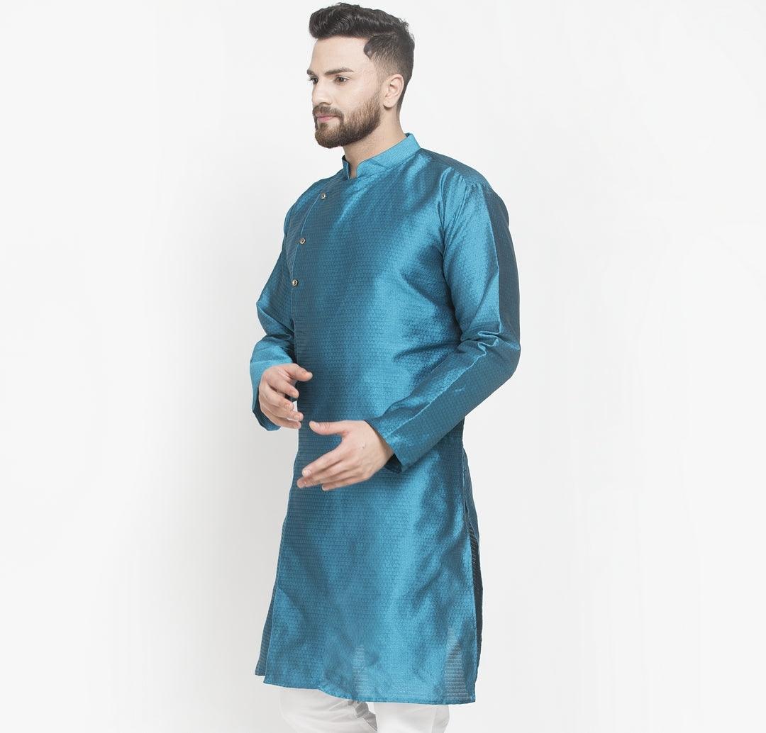 Men's Peacock Self Design Long Kurta - Benstoke - Indiakreations