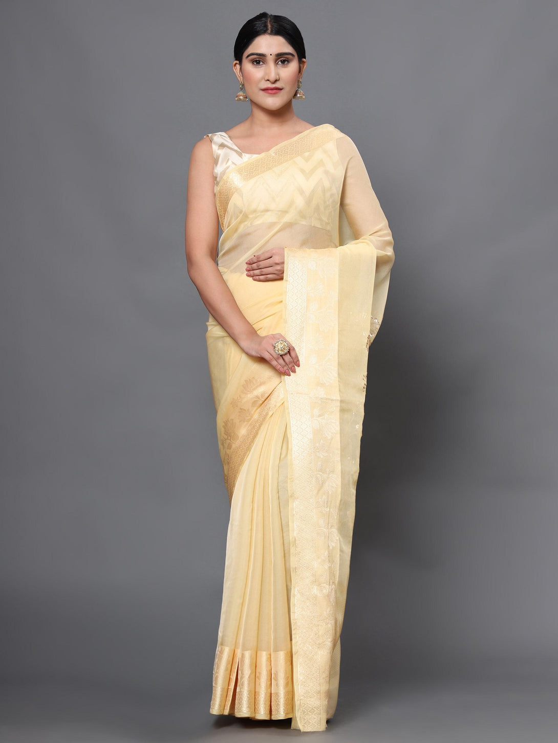 Women's Yellow Color Beautiful Ethnic Wear sequin embroidered work Saree - AAISHREE - Indiakreations