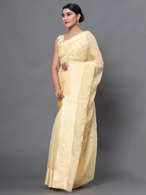 Women's Yellow Color Beautiful Ethnic Wear sequin embroidered work Saree - AAISHREE - Indiakreations