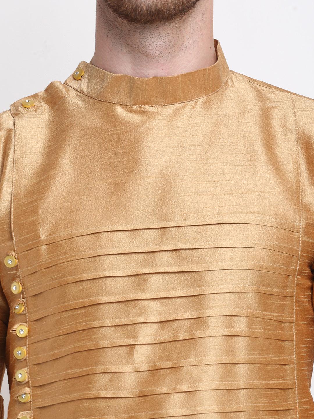 Men's Copper Solid Kurta With Churidaar Pyjama - Benstoke - Indiakreations