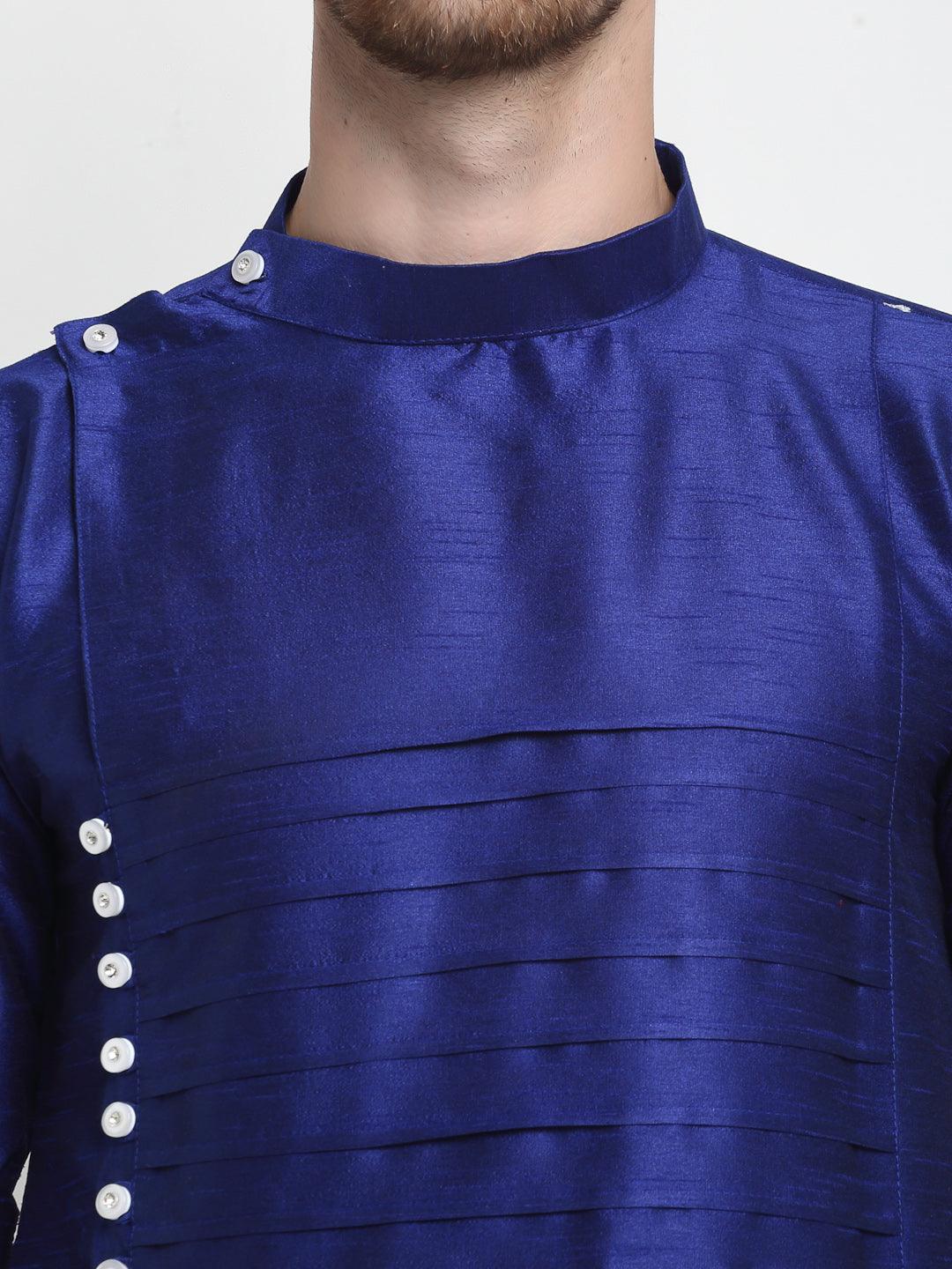 Men's Royal Blue Solid Long Kurta - Benstoke - Indiakreations