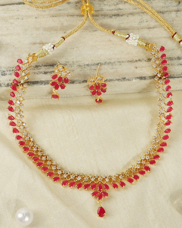 Women's Elegant Ruby Ad Necklace - Stileadda