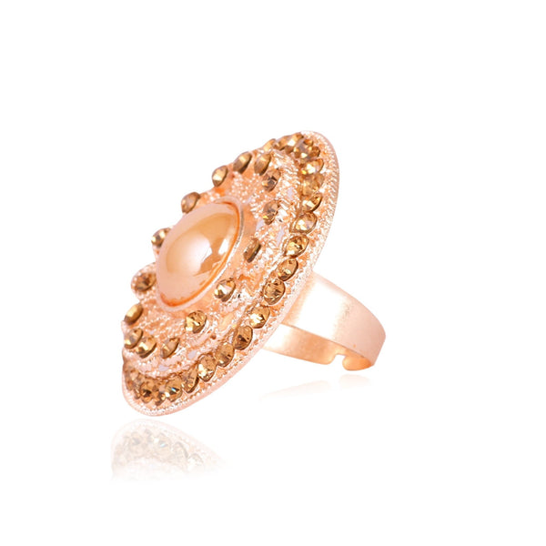 Women's Golden Plated Ring With Stone  - Tehzeeb