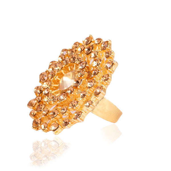 Women's Attractive Ring With Golden Colour Stone  - Tehzeeb