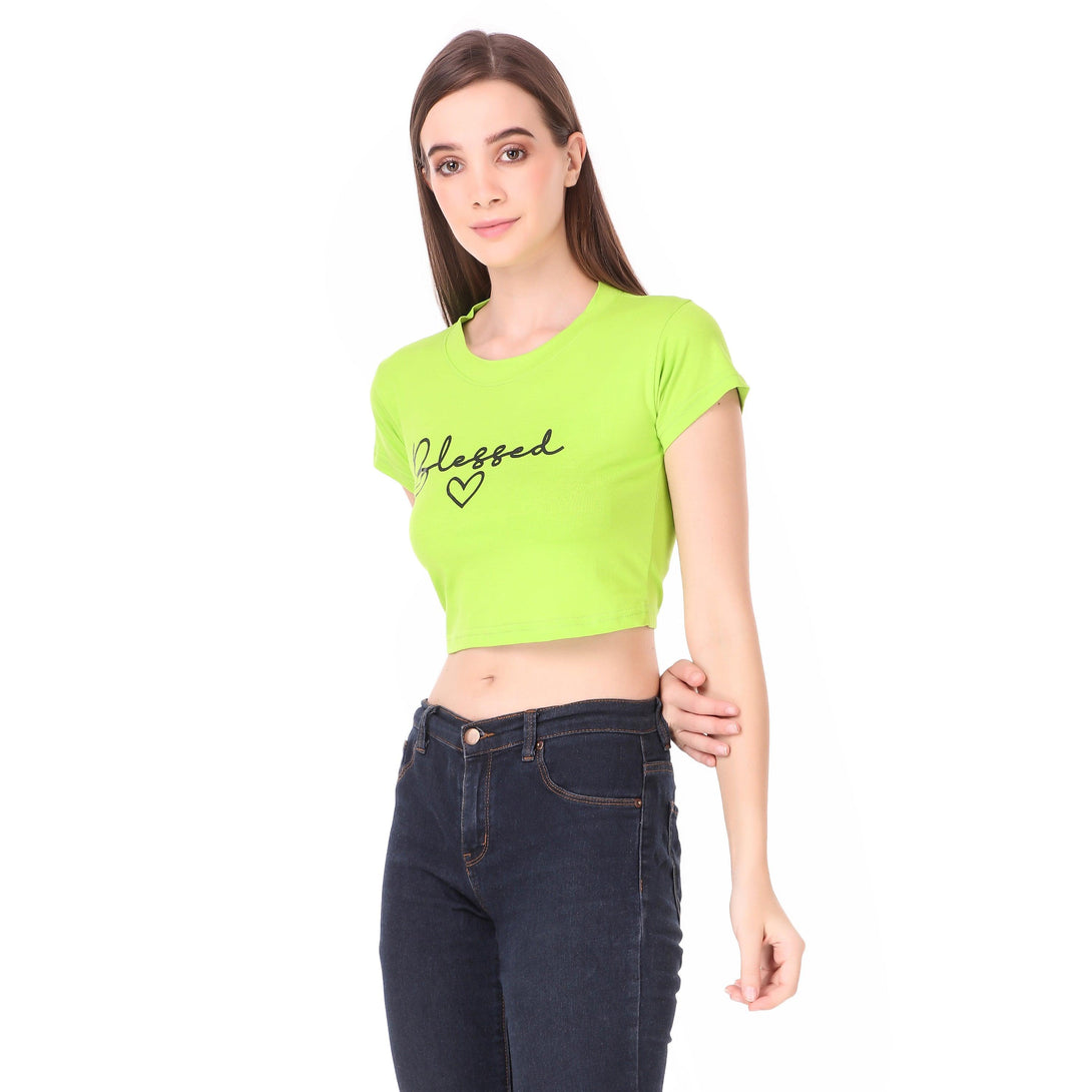 Women Green Crop Top - NOZ2TOZ - Indiakreations