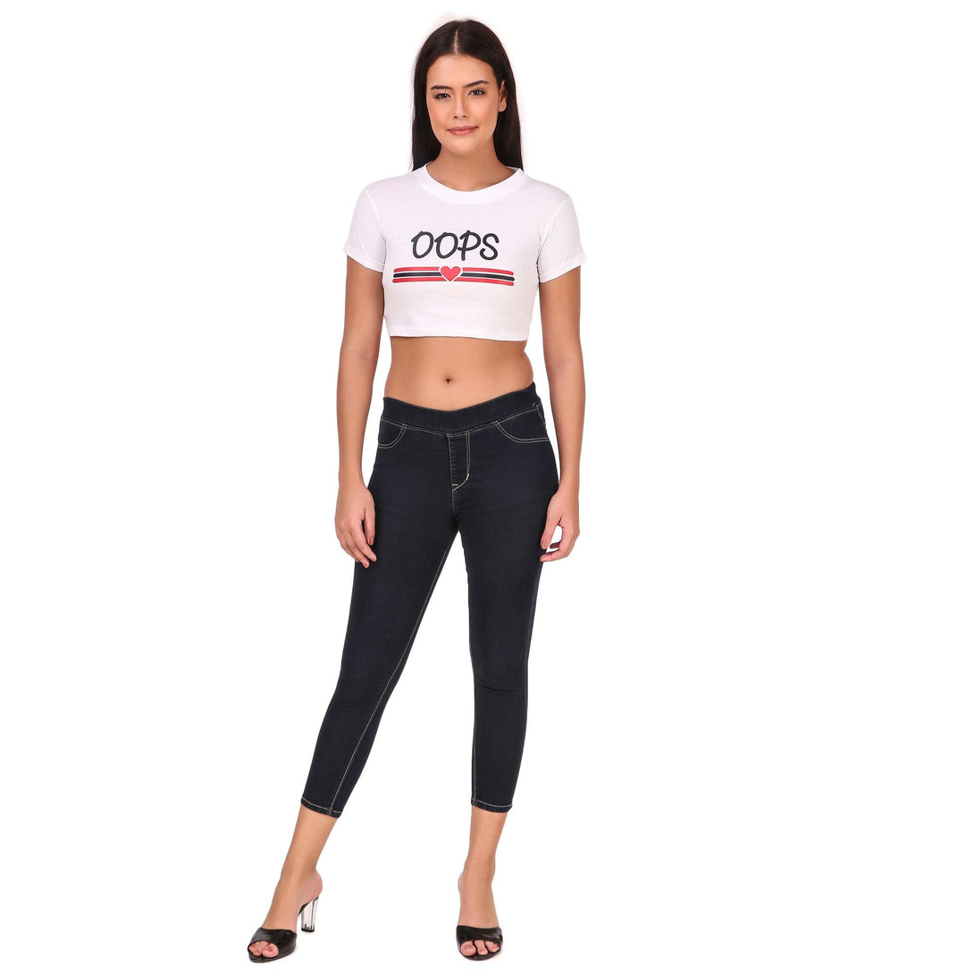 Women White Crop Top - NOZ2TOZ - Indiakreations