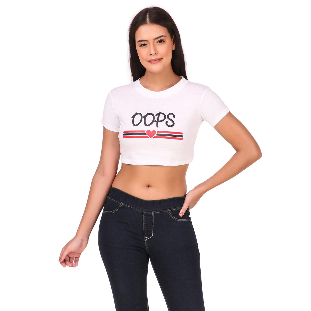 Women White Crop Top - NOZ2TOZ - Indiakreations