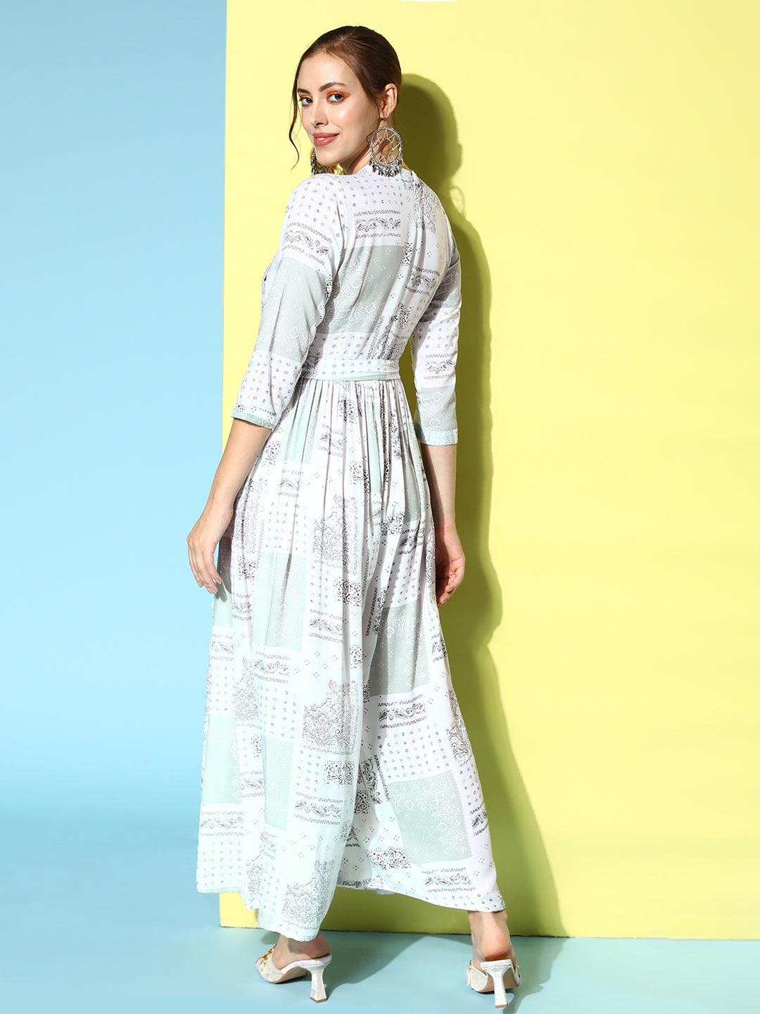 Women's Rayon White Printed Basic Jumpsuit - Ishin - Indiakreations