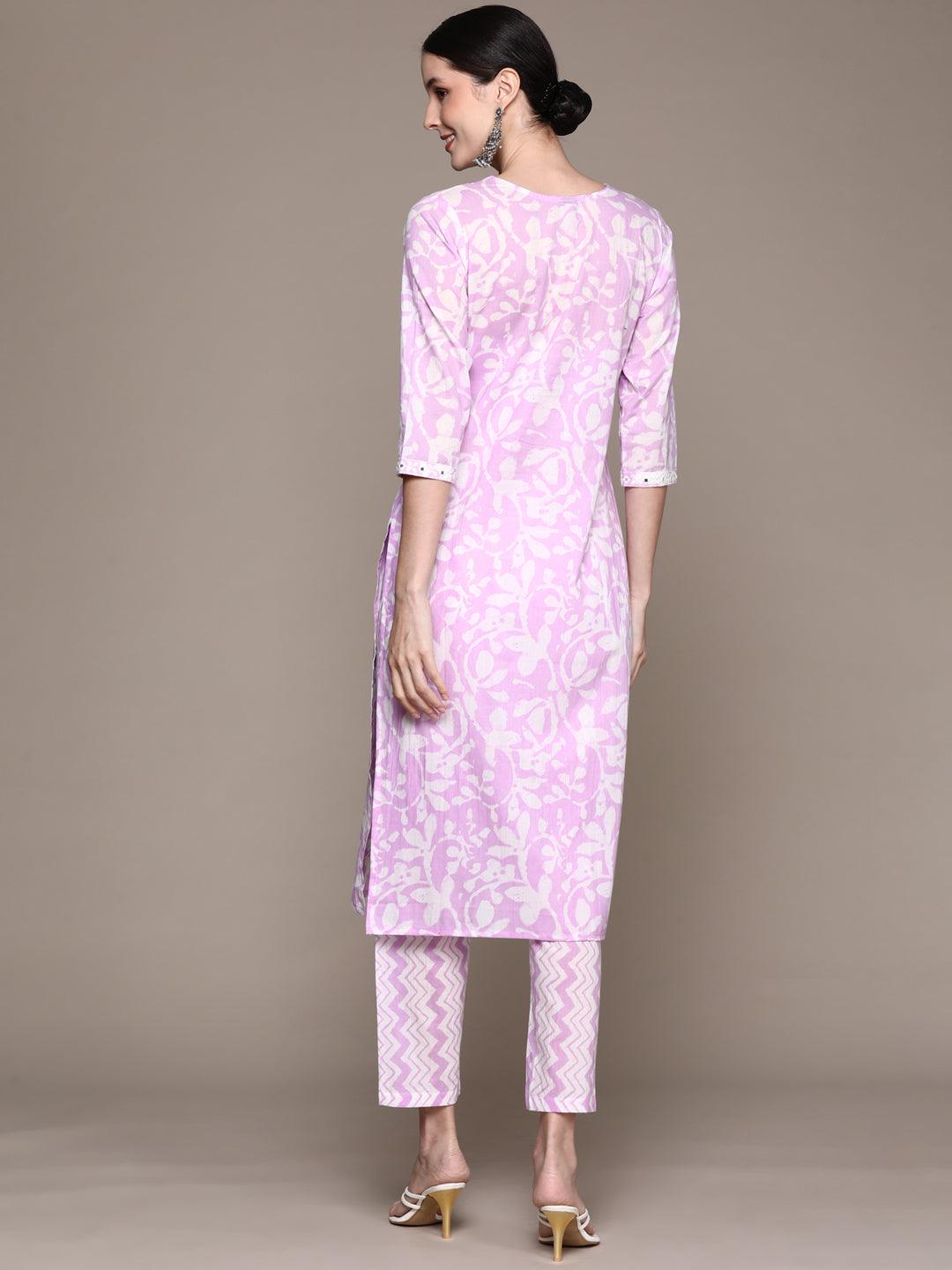 Women's Purple Embroidered Straight Kurta With Trouser - Ishin - Indiakreations