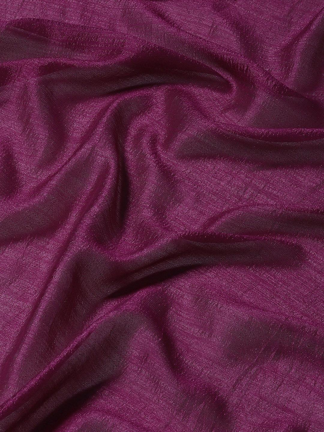 Women's Silk Blend Purple Solid Saree With Blouse Piece - Ishin - Indiakreations