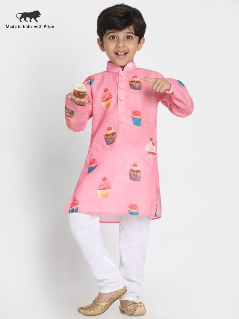 Cotton Blend Digital Printed Kurta Pyjama Set for Boys - JBN Creation