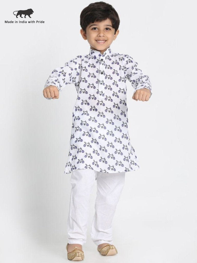 Cotton Blend Digital Printed Kurta Pyjama Set for Boys - JBN Creation